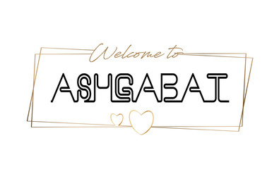 Ashgabat  Welcome to text Neon lettering typography. Word for logotype, badge, icon, postcard, logo, banner Vector Illustration.