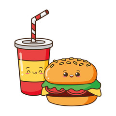 kawaii cartoon fast food