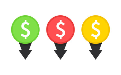 Cost reduction icon. Image isolated on white background. Vector illustration.