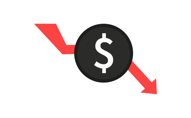 Cost reduction icon. Image isolated on white background. Vector illustration.