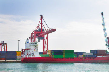 Cargo ship moored in the dockyard, Barcelona, Spain