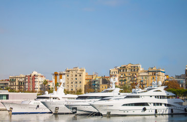 Luxury Yachts at the sea harbor, Barcelona, Spain
