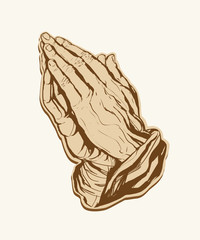 Praying Hands Sticker Brown