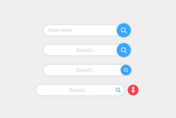Set www search bar icons. Vector illustration isolated on white background. www search bar icon for web site, app, ui and logo. Concept search and www.