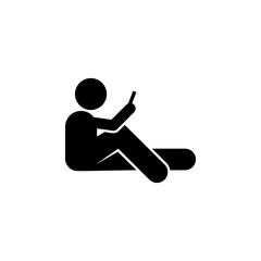 Man sitting, use phone icon. Element of human use phone. Premium quality graphic design icon. Signs and symbols collection icon for websites, web design, mobile app