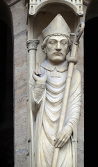 Saint Marcel, Portal of St. Anne, Notre Dame Cathedral, UNESCO World Heritage Site in Paris, France 