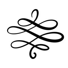 Fototapeta premium Vector floral calligraphy element flourish, hand drawn divider for page decoration and frame design illustration swirl ornament. Decorative silhouette for wedding cards and invitations. Vintage flower