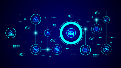 no sign allowed to take pictures icon. From Warning signs set