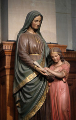 Statue of Saint Anne and Virgin Mary by Peaucelle Coquet, 19th century, Chapel of the Sacred Heart...