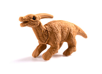 brown Parasaurolophus toy on a white background 2