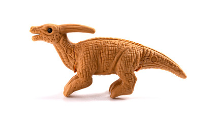 brown Parasaurolophus toy on a white background 2