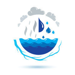 Ocean freshness theme vector symbol for use in mineral water advertising. Environment conservation concept.