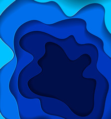 Abstract blue paper cutout curvy shapes layered, vector illustration in paper cut style. layout for business card, presentations, flyers or posters.