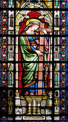 Saint Helena, stained glass window in the Basilica of Saint Clotilde in Paris, France 