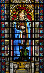 Fototapeta premium Saint Radegund, stained glass window in the Basilica of Saint Clotilde in Paris, France 