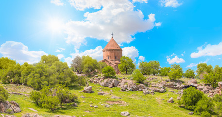 The Armenian Cathedral Church of the Holy Cross in Akdamar Island in Van Lake, Turkey