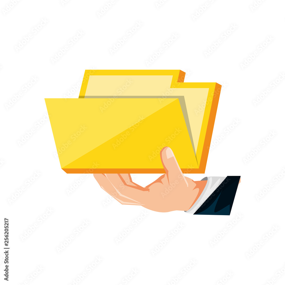 Poster hand with folder document isolated icon