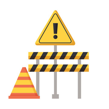 construction barricade warning sign cone