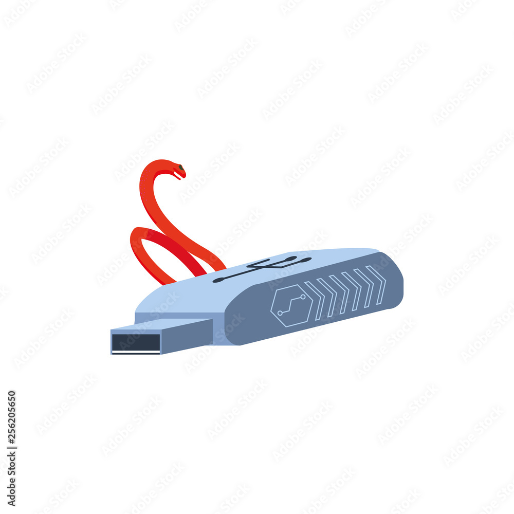 Poster usb memory with snake virus isolated icon