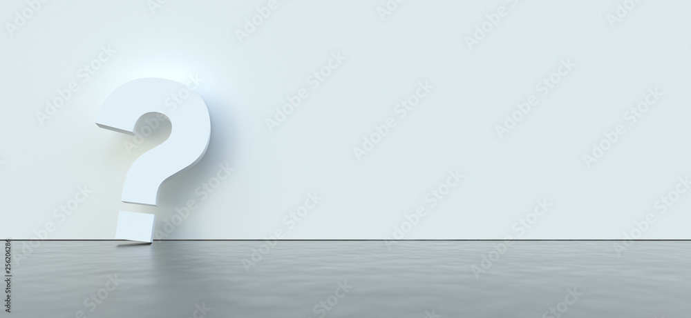 Poster colored question marks background concept. 3d rendering.