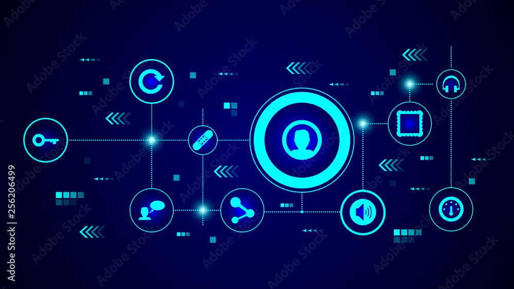 Poster silhouette of a person in a circle icon. from web set