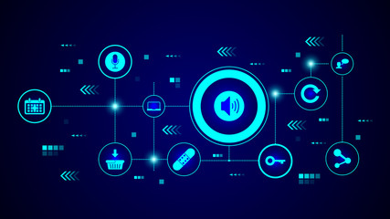 sound in a circle icon. From Web set