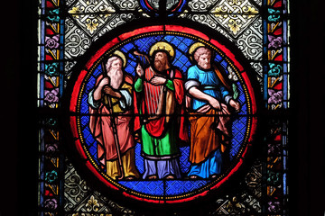 Abraham, David and Joseph, stained glass window in the Basilica of Saint Clotilde in Paris, France 