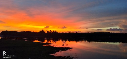 sunset over lake