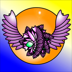 bird in the sky against the sun, abstraction