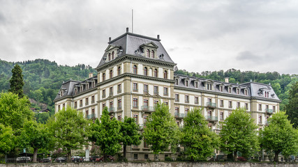 Fototapeta na wymiar Switzerland, scenic view on Thun city and houses 