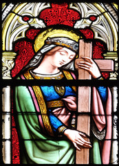 Saint Helena, stained glass window in the Basilica of Saint Clotilde in Paris, France