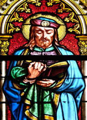 Fototapeta premium Saint Prosper, stained glass window in the Basilica of Saint Clotilde in Paris, France