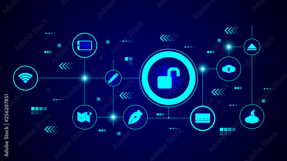 Poster open lock icon. from web set