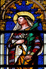 Saint Christina, stained glass window in the Basilica of Saint Clotilde in Paris, France