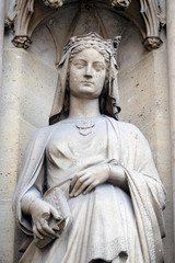 Saint Radegund, statue on the portal of the Basilica of Saint Clotilde in Paris, France