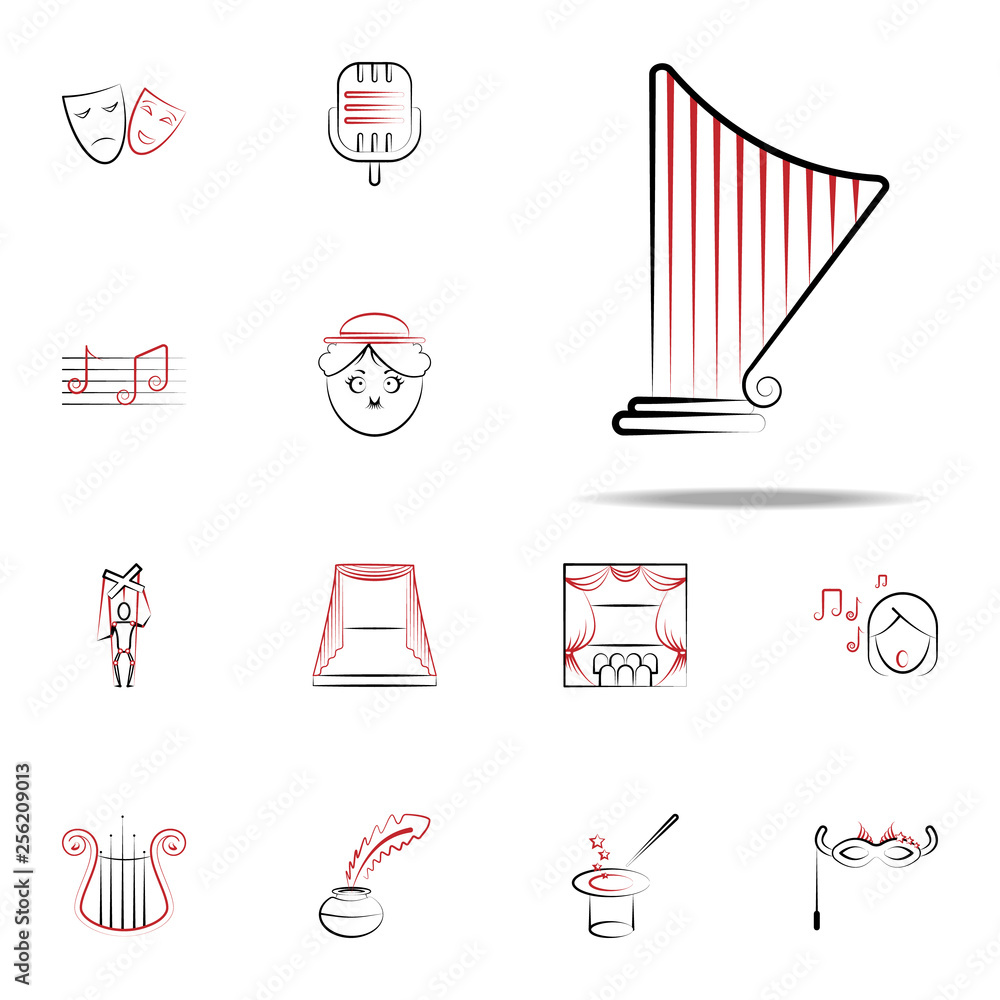 Aufkleber harp icon. handdraw icons universal set for web and mobile