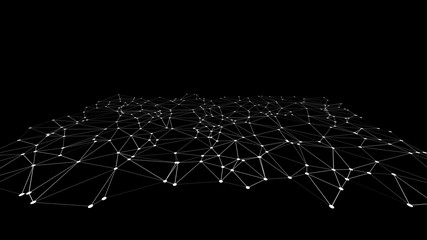 Vector geometric triangles pattern 3d digital wires, black background