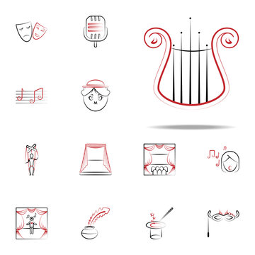 lira musical instrument icon. handdraw icons universal set for web and mobile