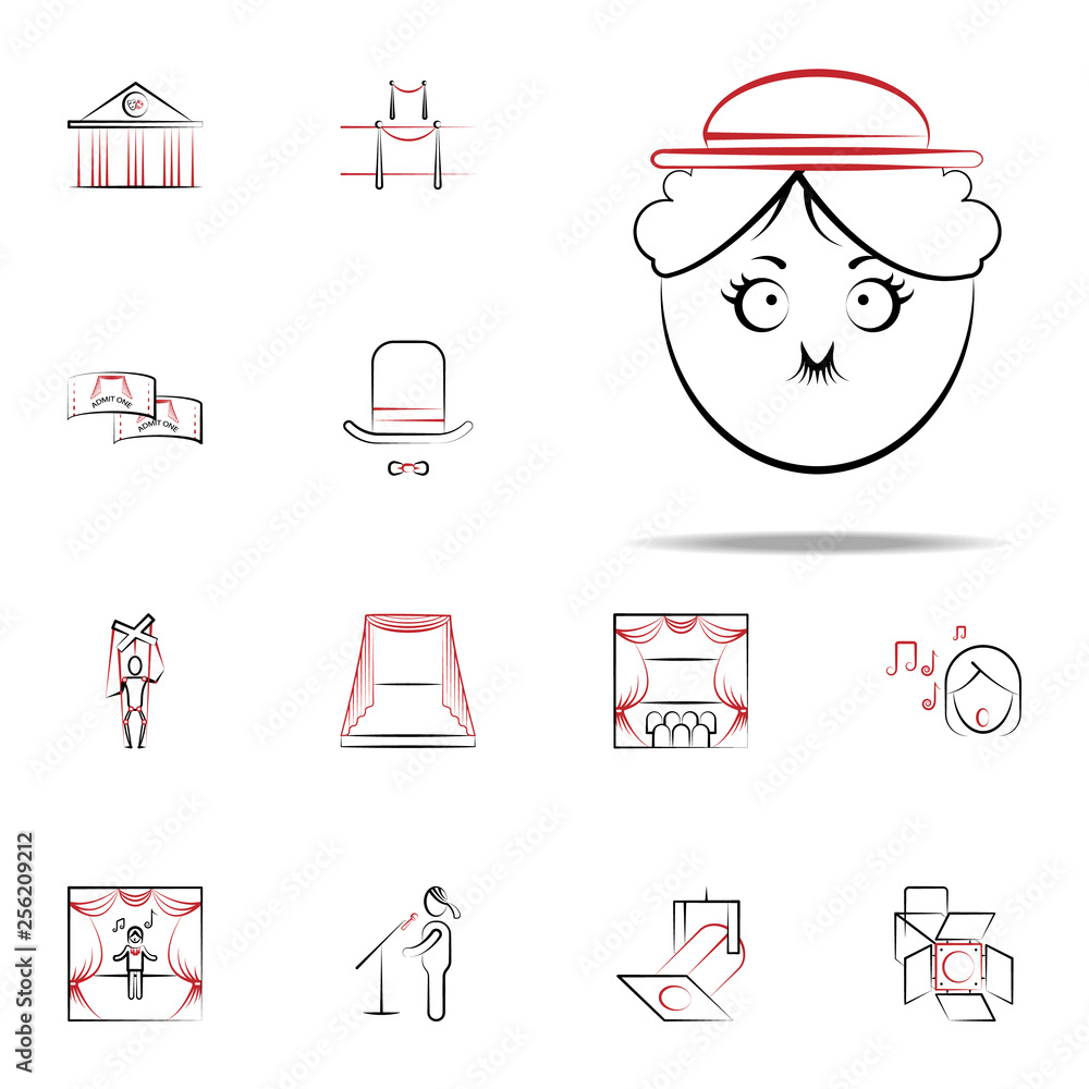 Aufkleber pantomime actor icon. handdraw icons universal set for web and mobile
