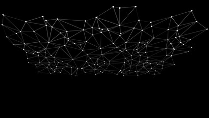 vTechnology hud digital wires lines and dots connected, black background