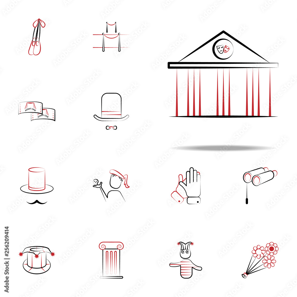 Poster theatre building icon. handdraw icons universal set for web and mobile