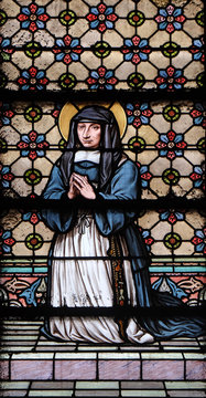 Saint Louise de Marillac, stained glass windows in the Saint Laurent Church, Paris, France