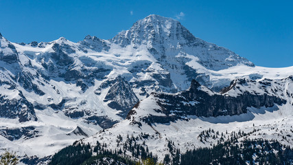 Switzerland, sceniс view on snow Alps from Murren village