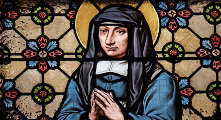 Saint Louise de Marillac, stained glass windows in the Saint Laurent Church, Paris, France