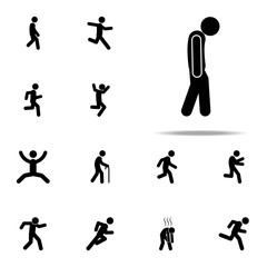 Fototapeta na wymiar walking, sad icon. Walking, Running People icons universal set for web and mobile