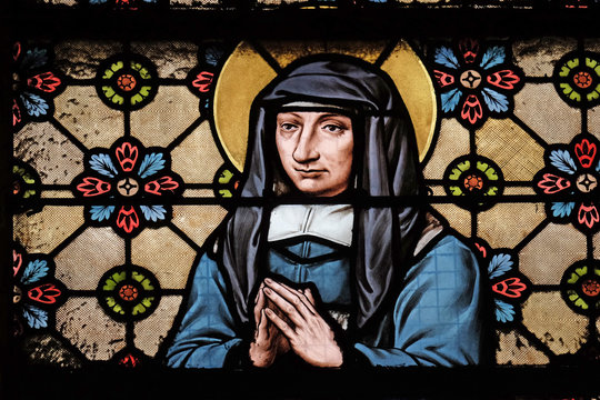 Saint Louise de Marillac, stained glass windows in the Saint Laurent Church, Paris, France