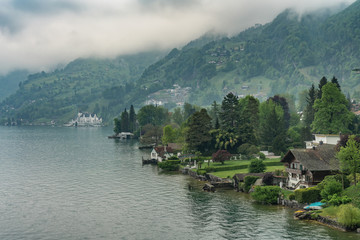 Fototapeta na wymiar Switzerland, scenic view on lake near Vitznau village