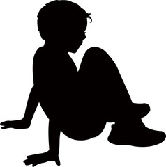 boy sitting body silhouette vector