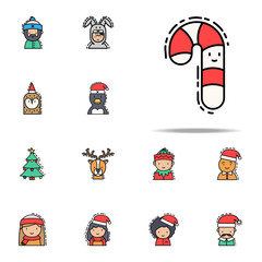 Candy cane colored icon. Christmas avatars icons universal set for web and mobile