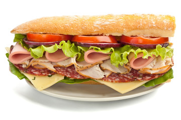 half of  subway baguette sandwich